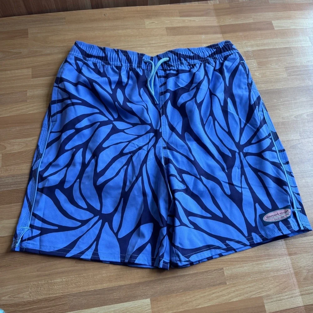 Vineyard Vines swim trunks boys 16 tropical print purple & blue nwt